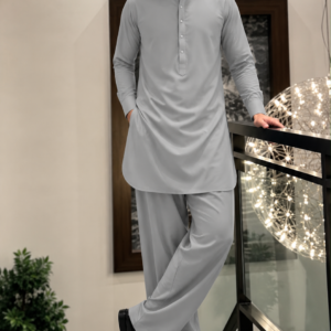 Ash Grey Wash & Wear Unstitched Fabric